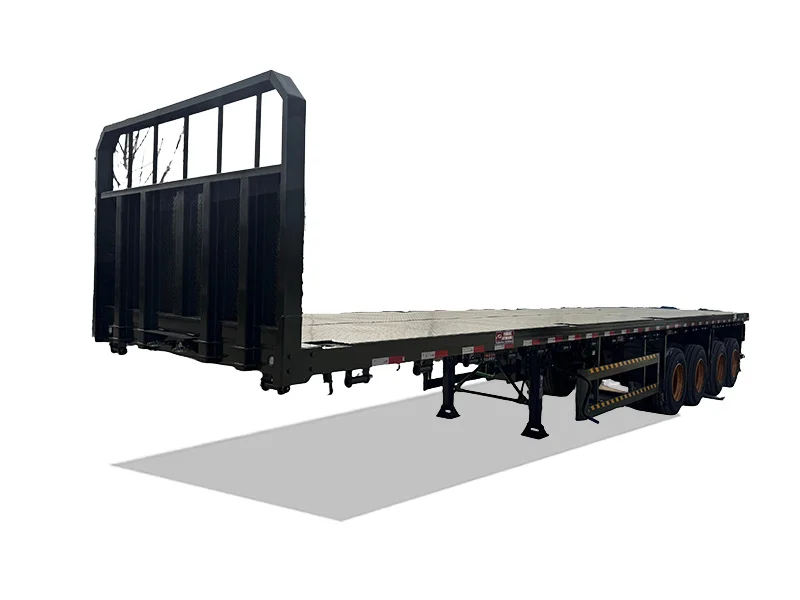 Dark Green 2+2 Axle Flatbed Semi Traile for Heavy Cargo Transportation (6)